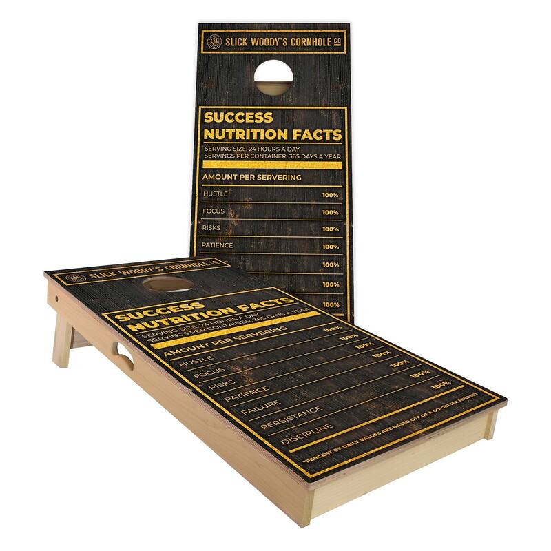 Success Nutrition Facts Outdoor Cornhole Board Set - Backyard 2x4 - Include Hole Lights