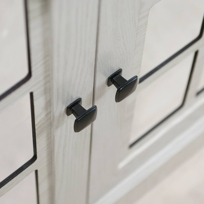 Anmytek 2 Door Acrylic Mirrored Sideboard Cabinet White Wood Grain