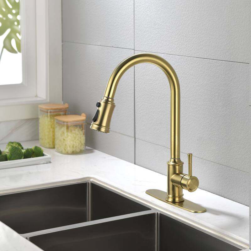 High Arc Stainless Steel Kitchen Faucet with Pull Down Sprayer