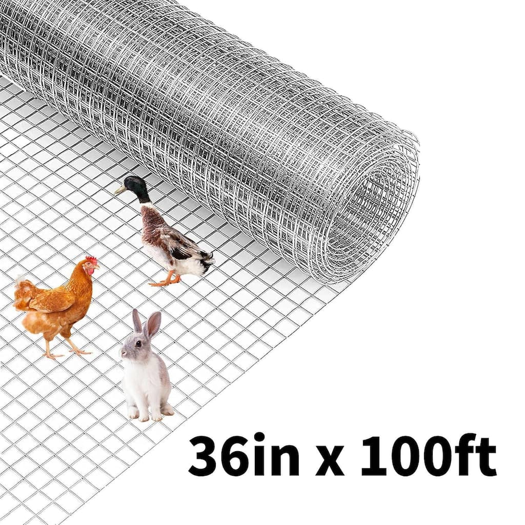 36in x 100ft 19 Gauge Galvanized Hardware Cloth, Garden Netting for Chicken Wire Fencing Roll, Silver - 36in x 100ft