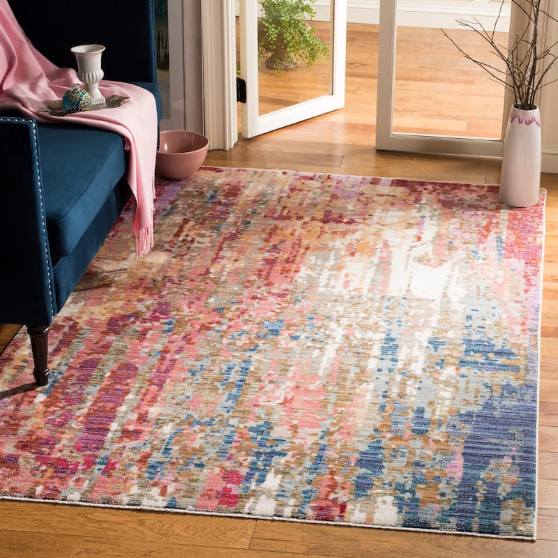 SAFAVIEH Nirvana Opha Modern Oriental Polyester Rug - 9' x 13' - Red/Multi