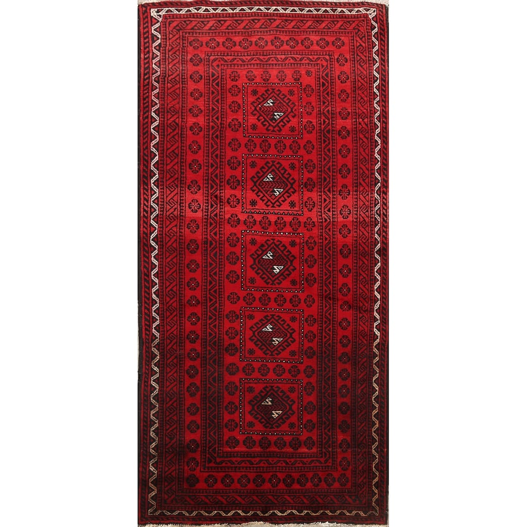 Geometric Traditional Balouch Persian Area Rug Handmade Wool Carpet - 3'2" x 6'4"