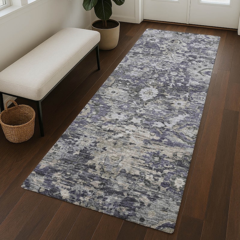 Machine Washable Indoor/ Outdoor Vintage Traditional Chantille Rug