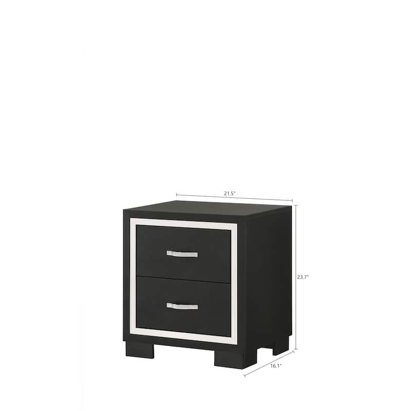Pedro 6 Piece Black Velvel Upholstered Panel Bedroom Set