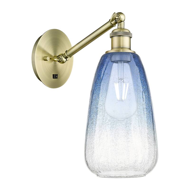 Innovations Lighting 317-1W-13-6 Brookhaven Almond Sconce Brookhaven - Antique Brass / Sapphire Blue