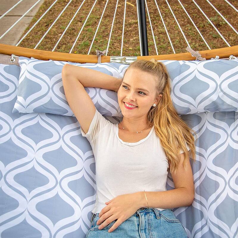 Outdoor 55 Inch 2 Person Hammock with Stand and Pillow by Suncreat