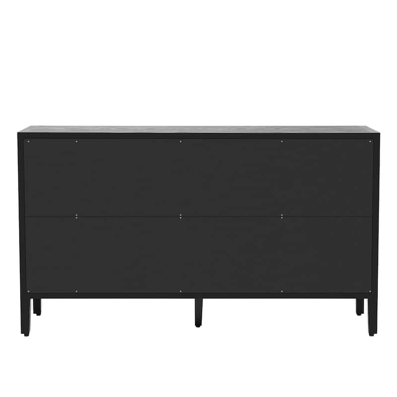 Wood Storage Cabinet with Three Tempered Glass Doors