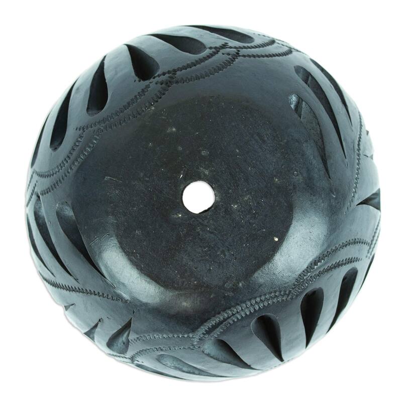 Novica Handmade Peacock Luxury Barro Negro Flower Pot