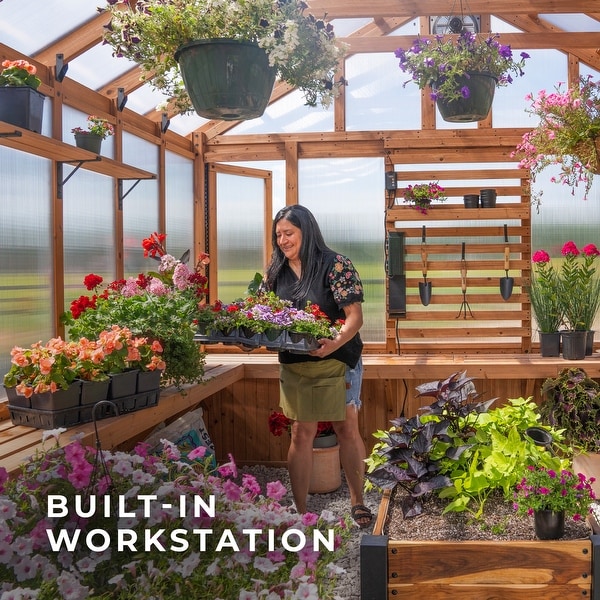 ハーベストフラワーハウス Backyard Discovery Bellerose 11'x7' Cedar Wood Greenhouse with