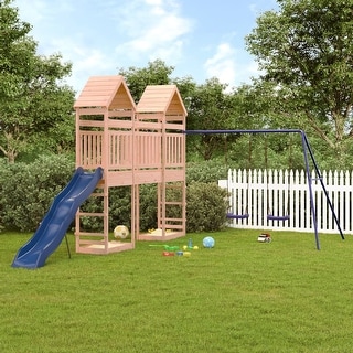 vidaXL Swing Set Outdoor Backyard Wooden Playground Equipment for Kids Age 3-8