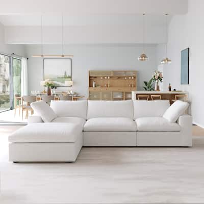 L-shape Linen Upholstered Sectional Sofa Couch