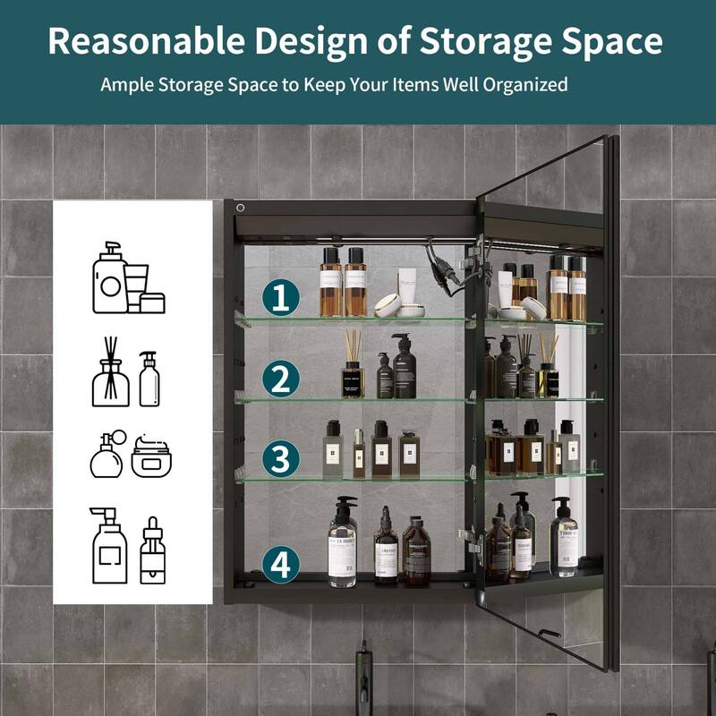 40" x 30" Lighted Medicine Cabinet with Mirror, Recessed Medicine Cabinets for Bathroom - 40" x 30"