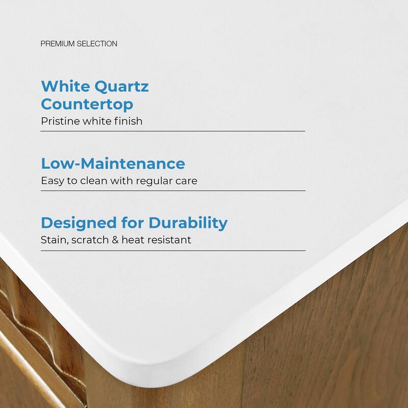 Juliette Warm Walnut Bathroom Vanity with White Quartz Top