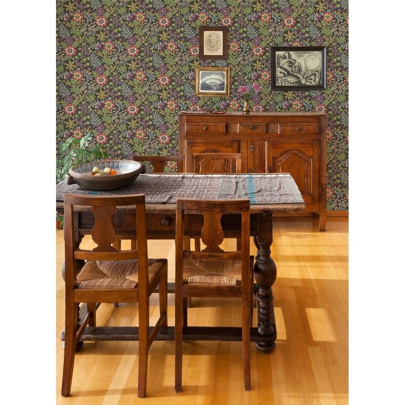 A-Street Prints Voysey Brown Floral Wallpaper