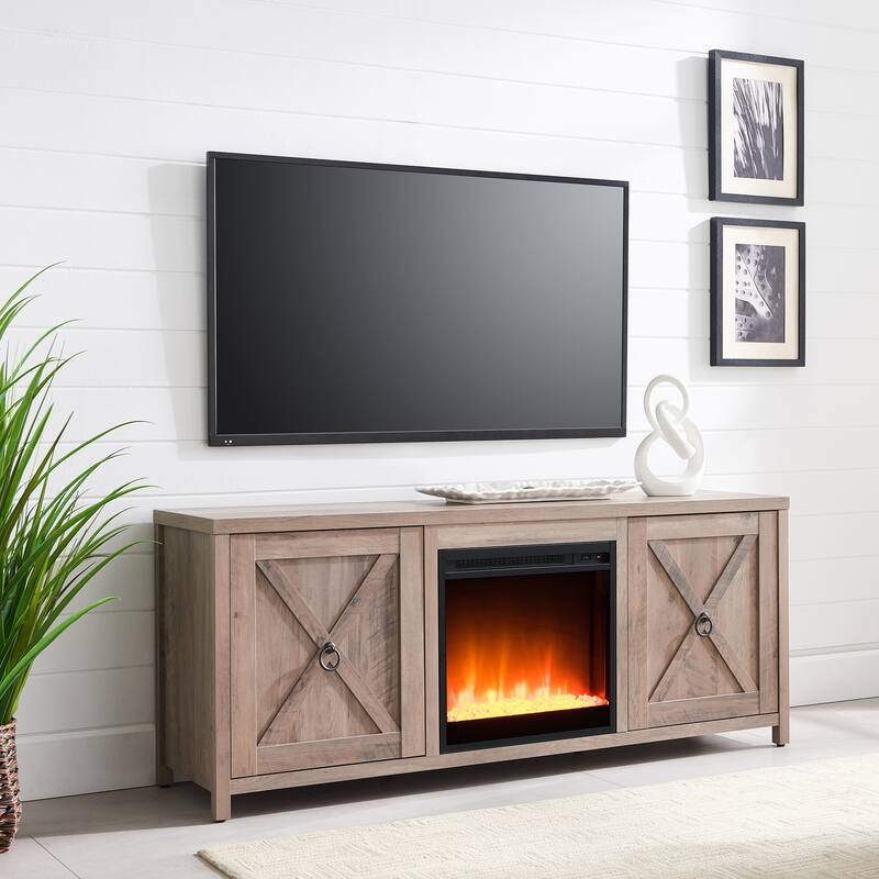 Granger 58" TV Stand with Crystal Fireplace Insert