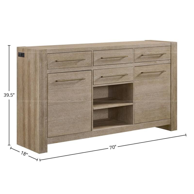Nash 70" Hardwood Sideboard, Weathered Sand