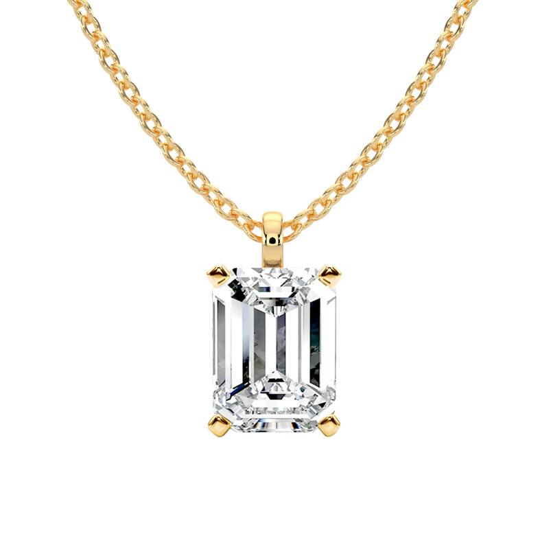 Auriya 14K Gold Lab Grown Emerald Diamond Solitaire Single-Bail Pendant Necklace 1.00 to 5.00 ct. tw. (F-G VS) - 3.00 ct. tw. - Yellow