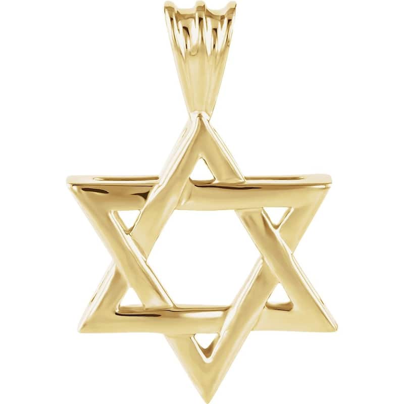 Curata 14k Yellow Gold Star Of David Pendant Necklace, 16" (17x15.25mm)
