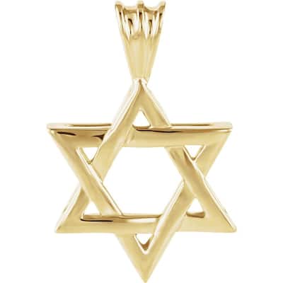Curata 14k Yellow Gold Star Of David Pendant Necklace, 16" (17x15.25mm)