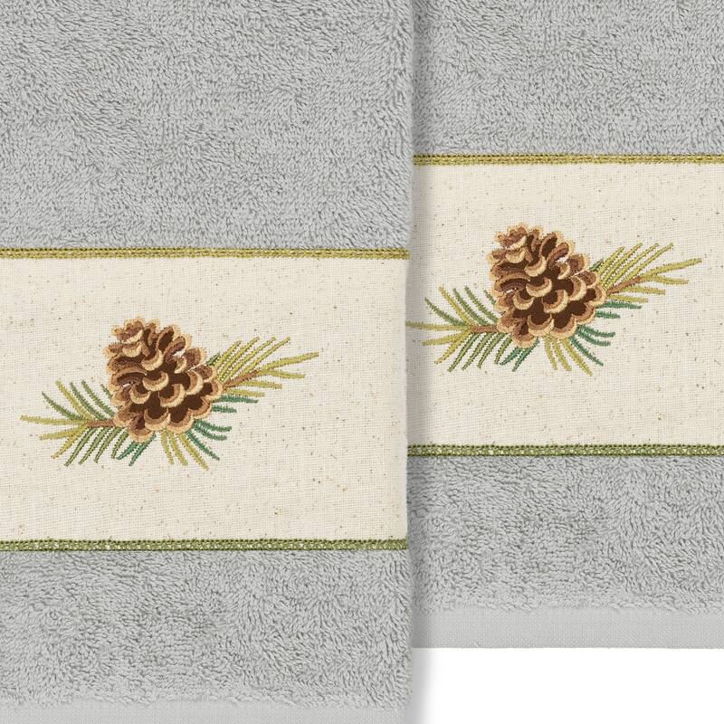 Authentic Hotel and Spa 100% Turkish Cotton Pierre 2PC Embellished Hand Towel Set