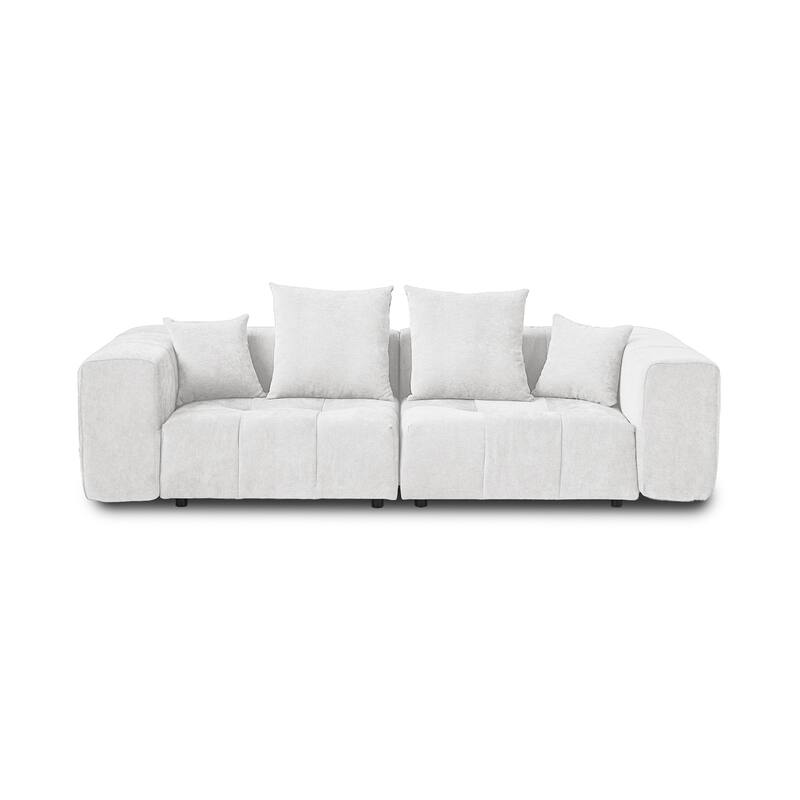 104.8" Linen Sectional Loveseat Sofa Modular Couch with Pillows