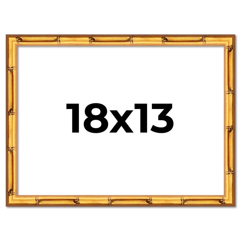 18x13 Frame Gold Bamboo Picture Frame Modern Photo Frame Includes UV Acrylic Shatter Guard Front Acid Free Foam Backing Board