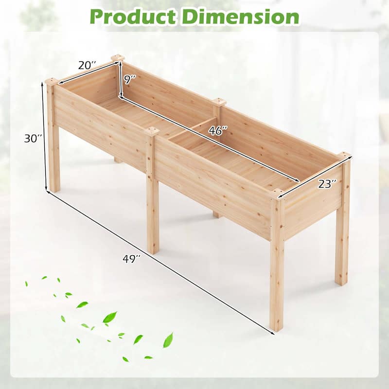 Costway Raised Garden Bed Elevated Fir Wood Planter Box with 2 Large - See Details