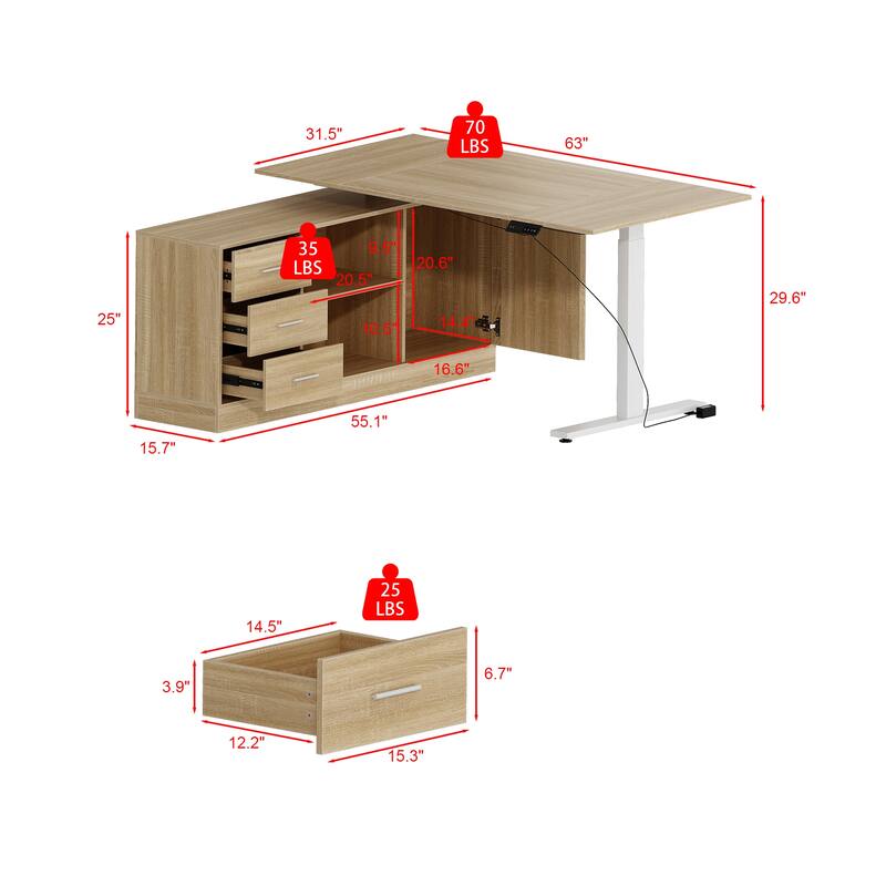 Super-Sized Standing Desk with Electric Lift - 63"x31.5"PC Desktop Electric Height Adjustable Standing Desk