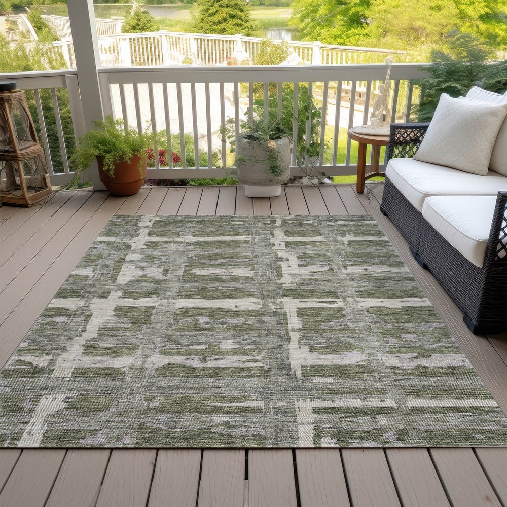 Machine Washable Indoor/ Outdoor Chantille Abstract Contemporary Rug