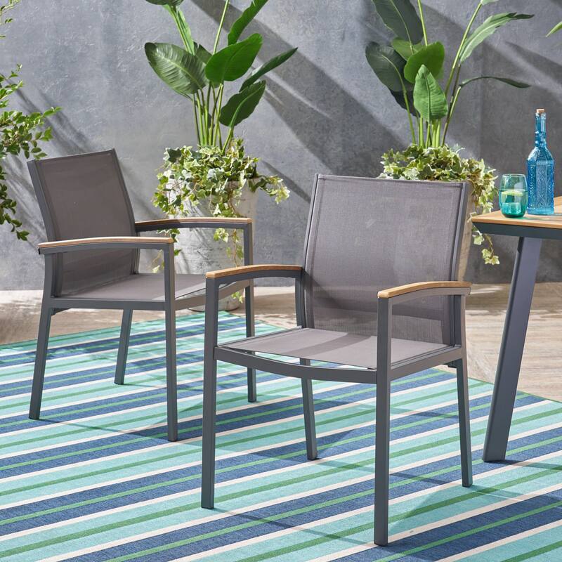 Roomfitters Outdoor Dining Chair with Aluminum Frame, Comfortable Patio Seating for Garden or Balcony Spaces, Grey