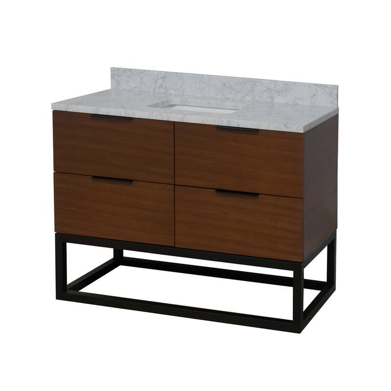 KitchenBathCollection Mia 48" Bathroom Vanity with Carrara Marble Top