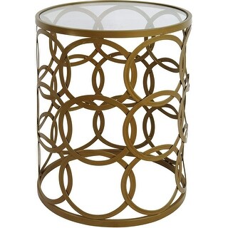 Palaispalais Furnishings Feuilles Metal Barrel End Table Modern Round Side End Accent Table Living Room Circles Brass Dailymail