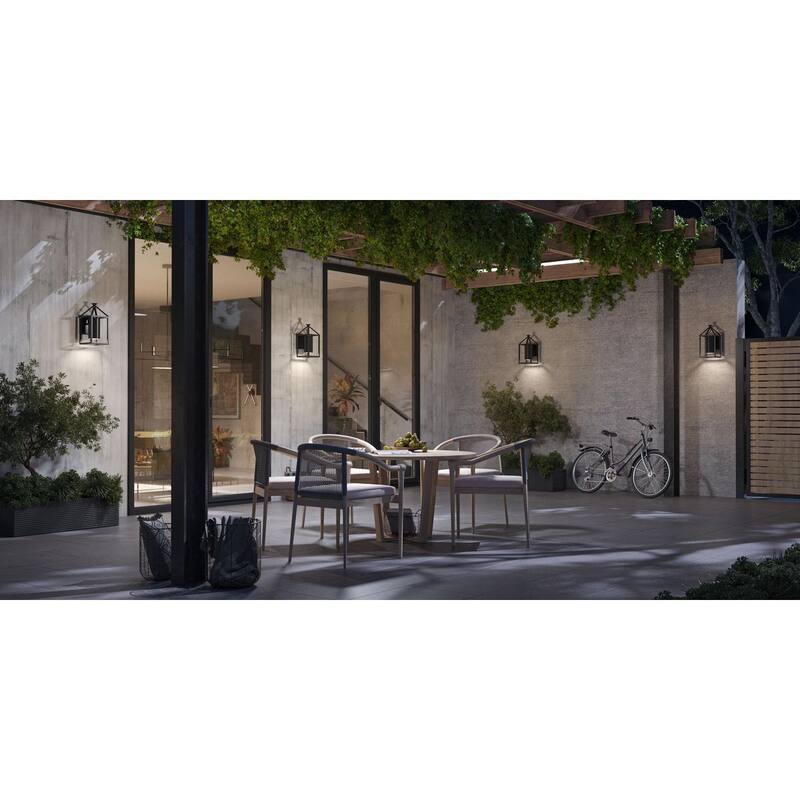 Stallworth Collection One-Light Matte Black Contemporary Outdoor Large Wall Lantern - 9 in x 11 in x 18 in