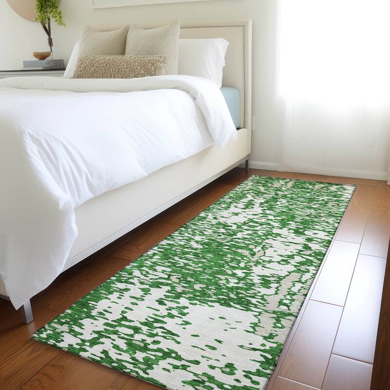 Premium Washable Super Soft Abstract Causal Mayfield Rug - Emerald - 2'3" x 7'6"