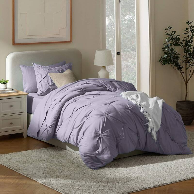 Nestl Pinch Pleate Comforter Set Bed in a Bag with Cooling Pillow