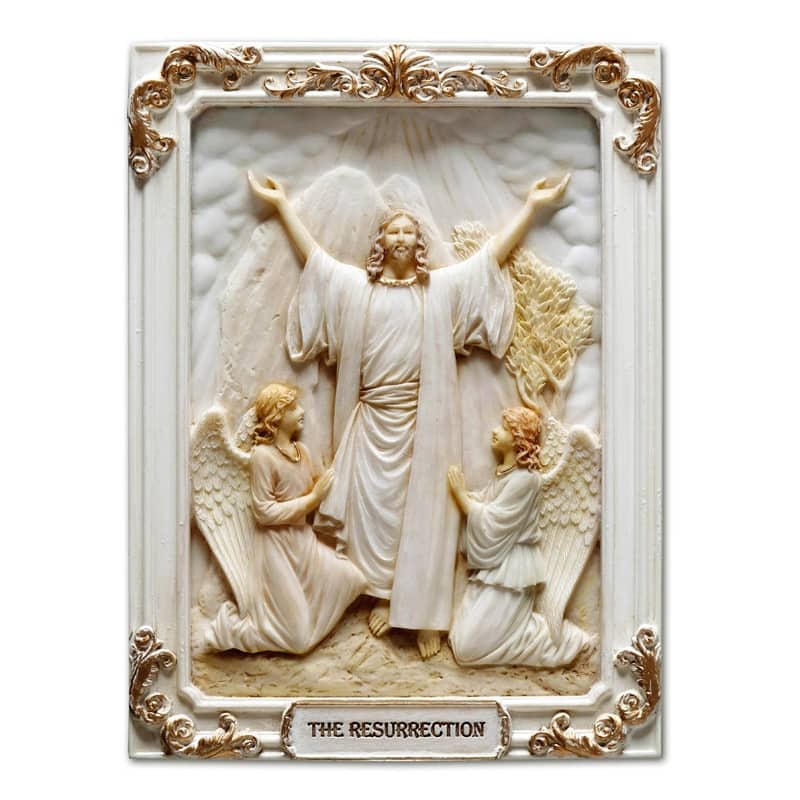 4.1 inches Length Polyresin Glorious Mysteries the Resurrection White and Gold Finish Figurine