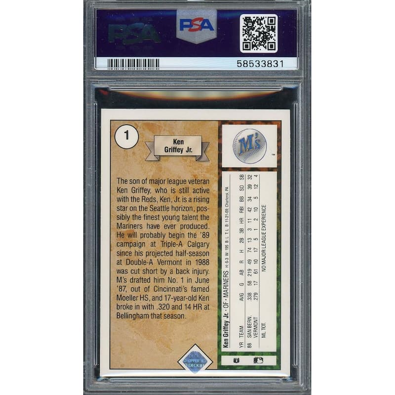 Ken Griffey Jr 1989 Upper Deck Baseball Star Rookie Card RC #1 Graded PSA 7 - 8'6" x 11'6"