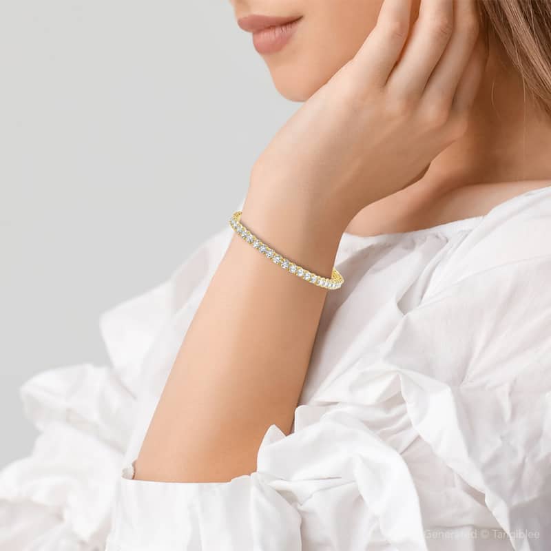 9 Ct Lab Grown Diamond Tennis Bracelet Yellow Gold 7" Lab Grown