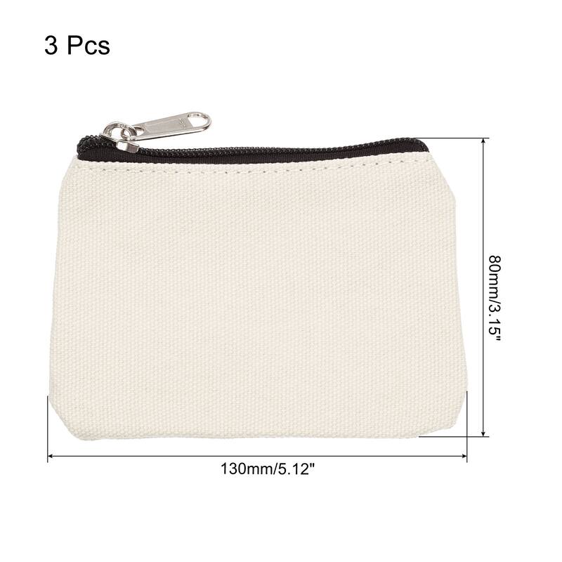 Coin Purse Pouch Change Purses Small Organizer Bags 3" x 5", 3pcs - White