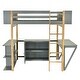 preview thumbnail 4 of 13, Full Size Loft Bed w/ Foldable Desk, Storage Cabinet, Wood Bedframe