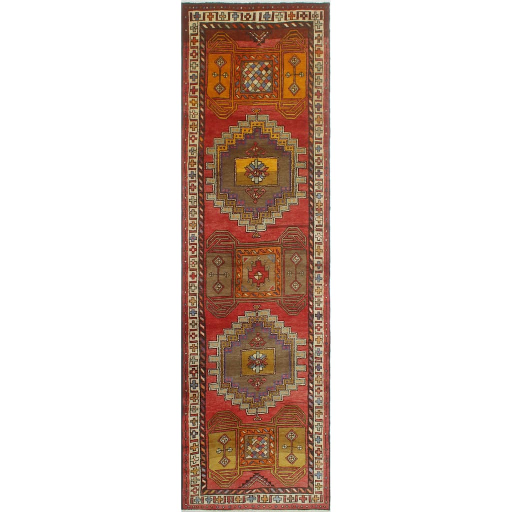 Noori Rug Fine Vintage Distressed Kedar Red/Ivory Runner - 3'7" x 13'2"