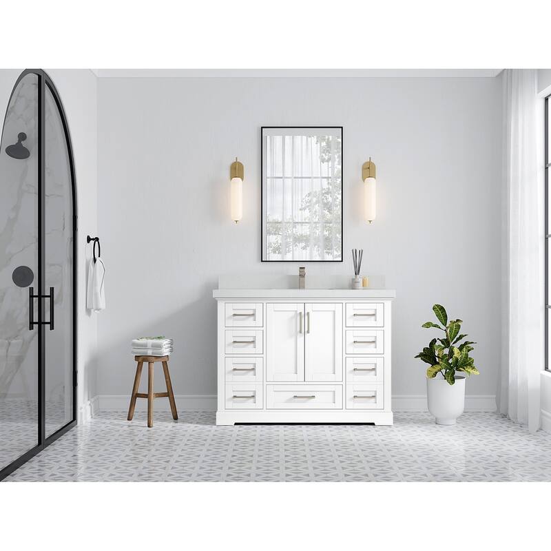 Willow Collection 48 in W x 22 in D x 36 in H Boston Single Bowl Sink Bathroom Vanity with Countertop