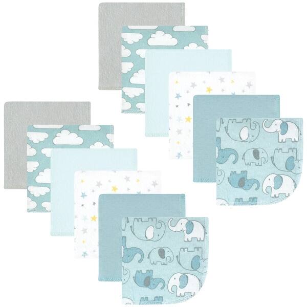 slide 1 of 1, Hudson Baby Infant Boy Flannel Washcloths, Boy New Elephant 12Pk, One Size - Boy New Elephant 12Pk - One Size One Size - Boy New Elephant 12Pk