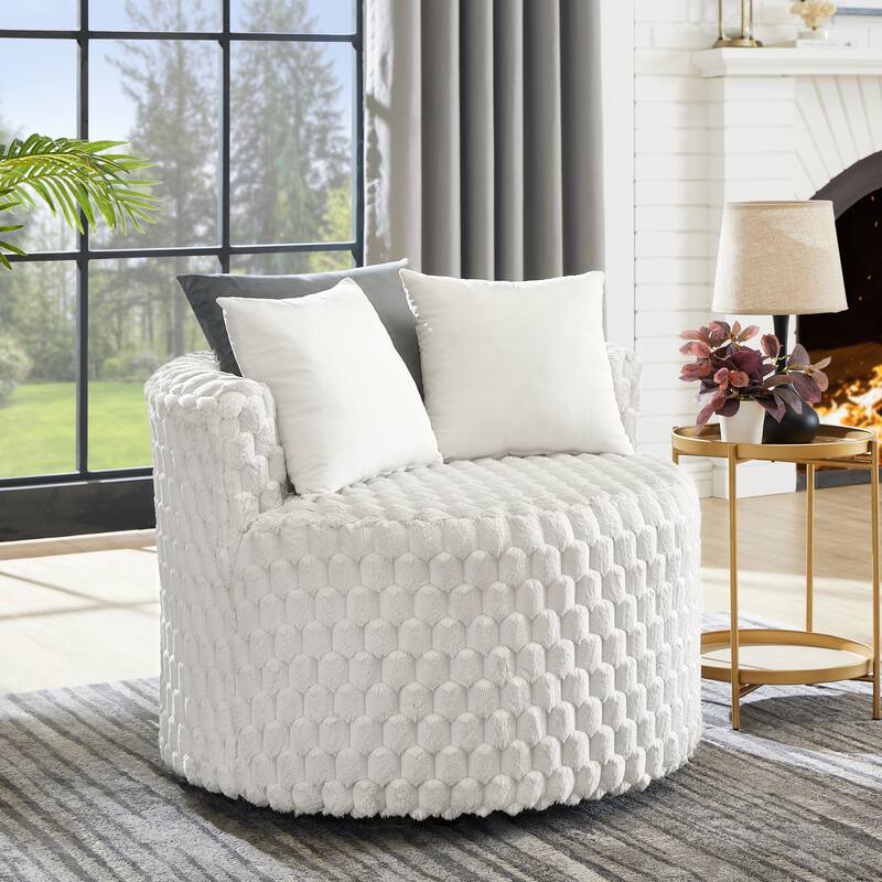 35" 3D Barrel Chair - Off White