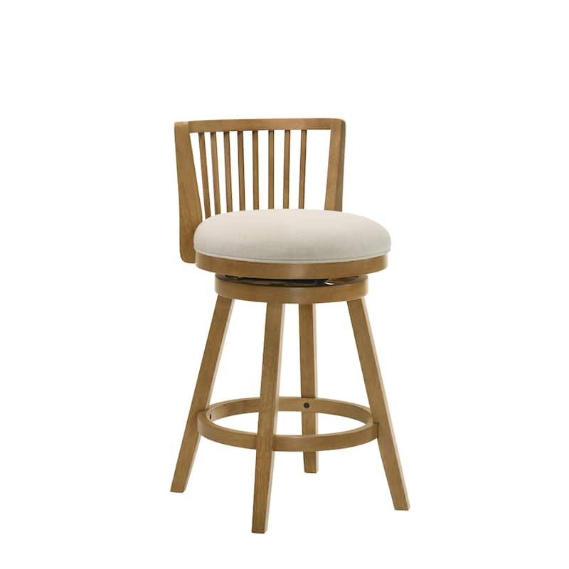 Harper Modern Swivel Bar Stool, Upholstered Counter Height Chair with Solid Wood Frame