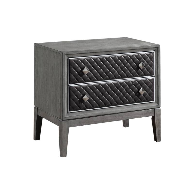 Modern Styling Nightstand, Faux Leather Upholstered Drawer Storage Cabinet, Living Room Side Table with Wooden Top