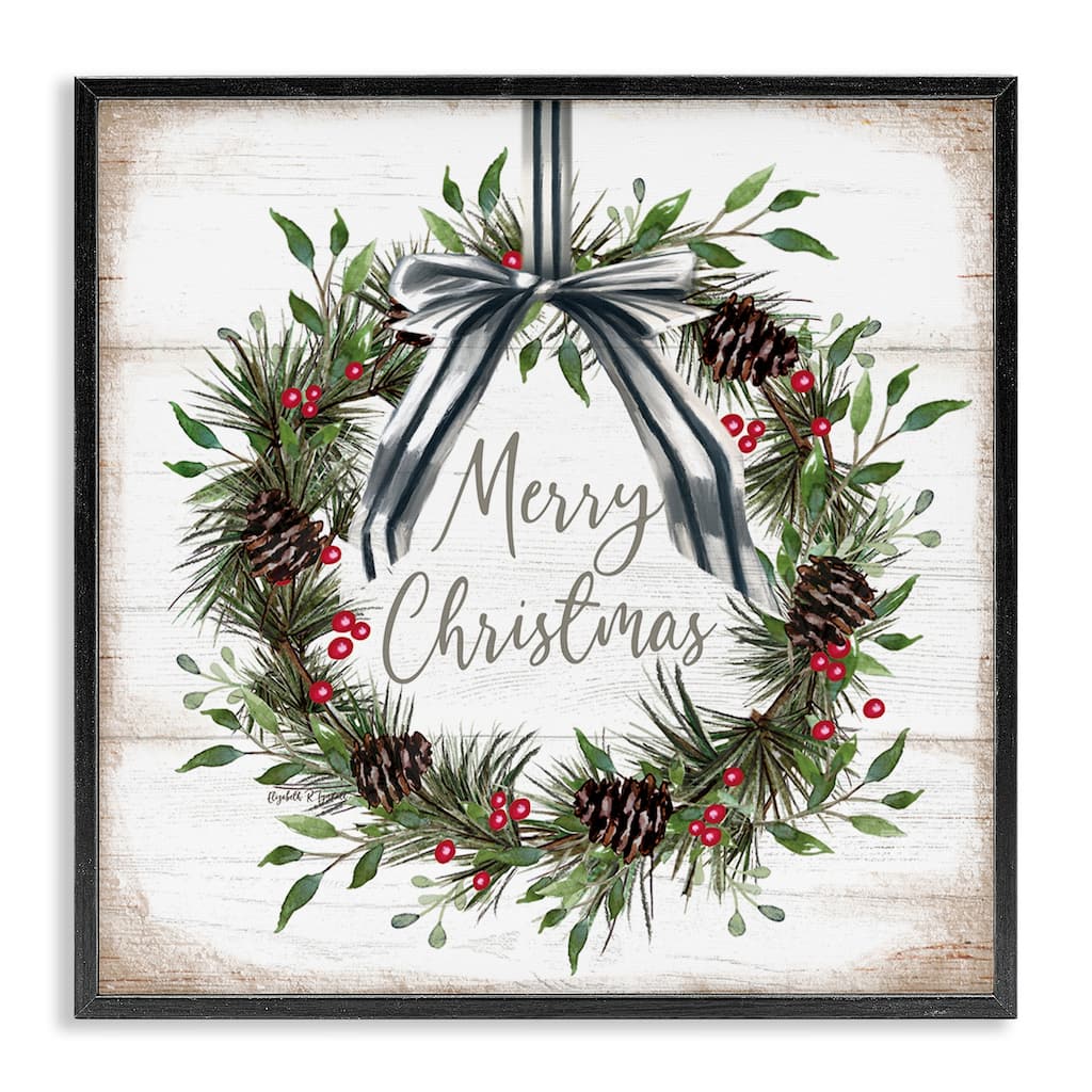 Stupell Rustic Christmas Pinecone Wreath Framed Giclee Art Design By Elizabeth Tyndall