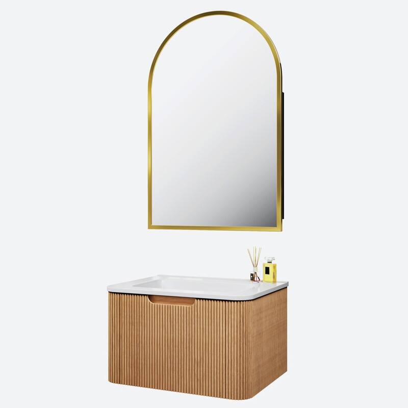 Bathroom Vanity with Top Sink Freestanding Vanity Set with Mirror Cabinet
