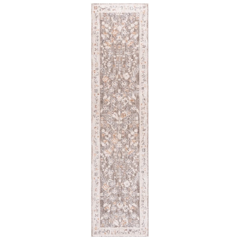 Martha Stewart by SAFAVIEH Yukimi Vintage Floral Distressed Rug - 2' x 8' Runner - Grey/Ivory