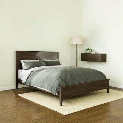 Modern Solid Wood King Size Platform Bed with Sturdy Wooden Slats Support